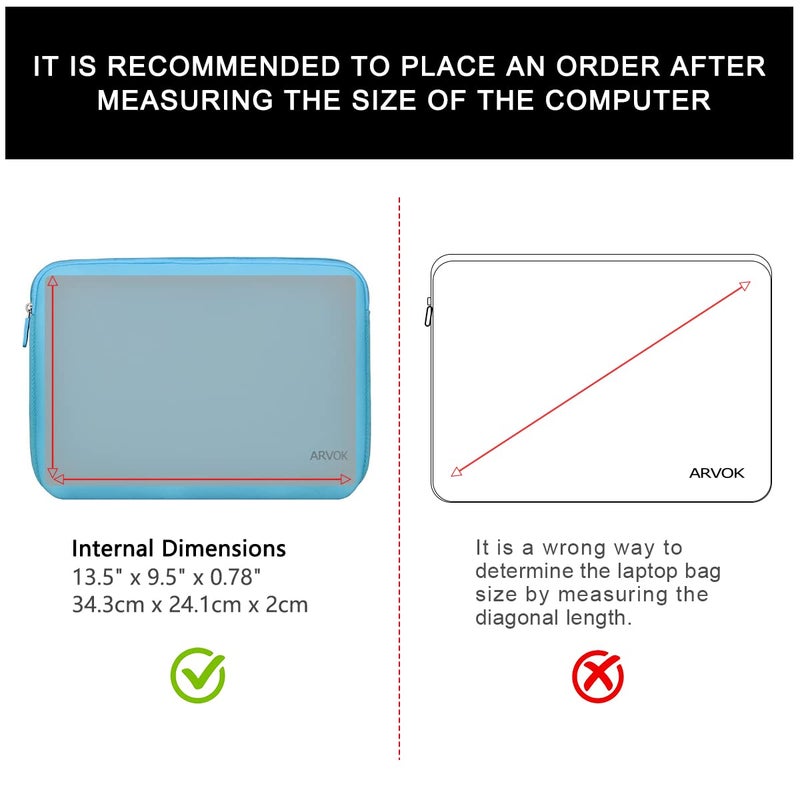 Arvok 13 13.3 14 Inch Laptop Sleeve Case for MacBook Pro/MacBook Air 13-14 inch, Water-Resistant Notebook Chromebook Computer Pouch, Carrying Bag Cover for HP/Dell/Lenovo/Asus/Acer, Baby Blue - Image 4